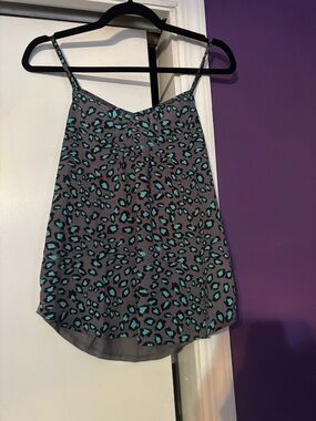 Weavers y2k Gray Cami with Teal Leopard Print